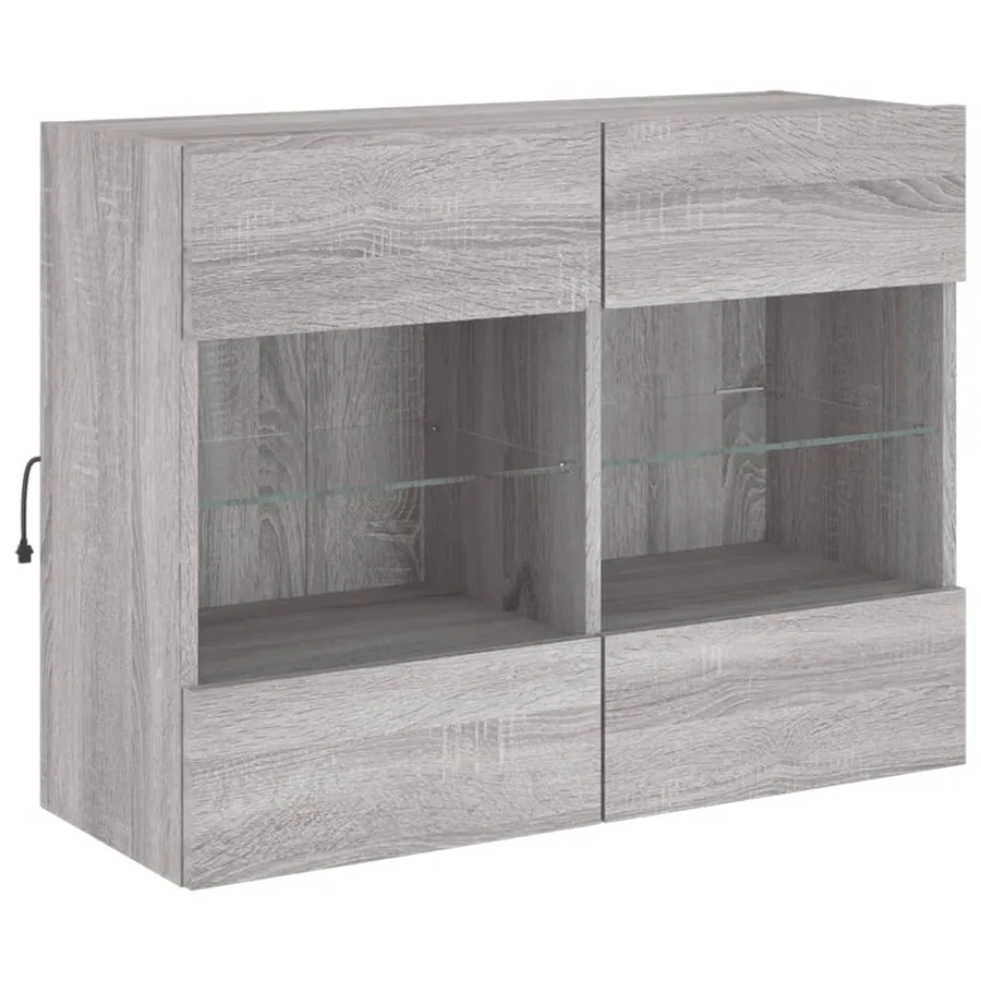 Meuble TV mural avec lumières LED sonoma gris 78,5x30x60,5 cm - 5