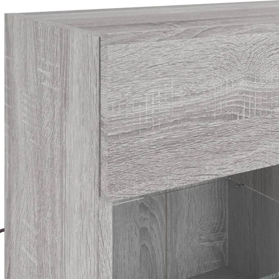 Meuble TV mural avec lumières LED sonoma gris 78,5x30x60,5 cm - 8