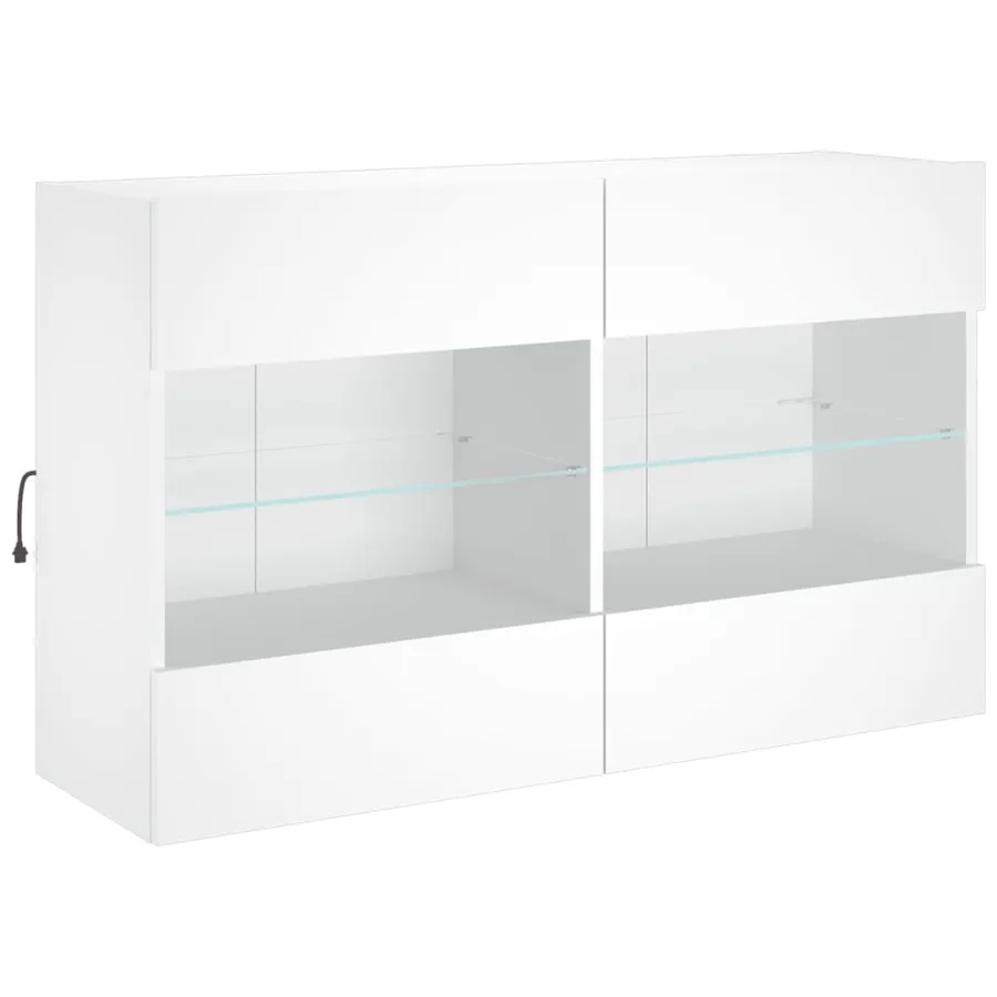 Meuble TV mural avec lumières LED blanc 98,5x30x60,5 cm - 5
