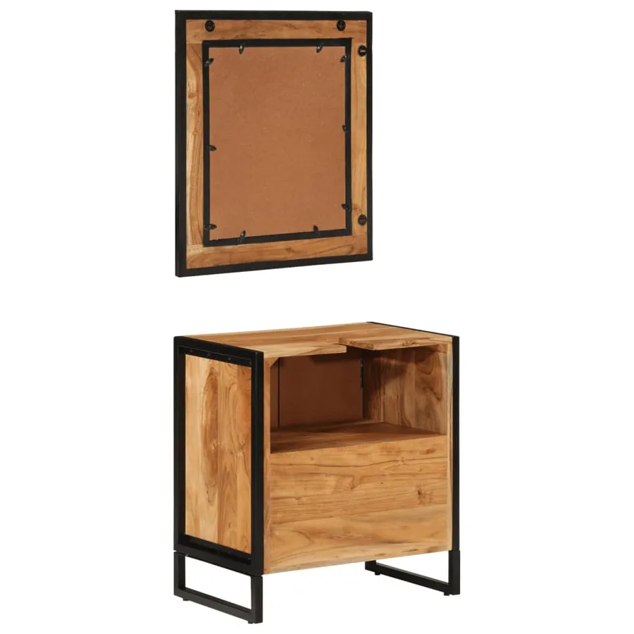 Ensemble de meubles salle de bain 2 pcs fer et bois d'acacia - 6