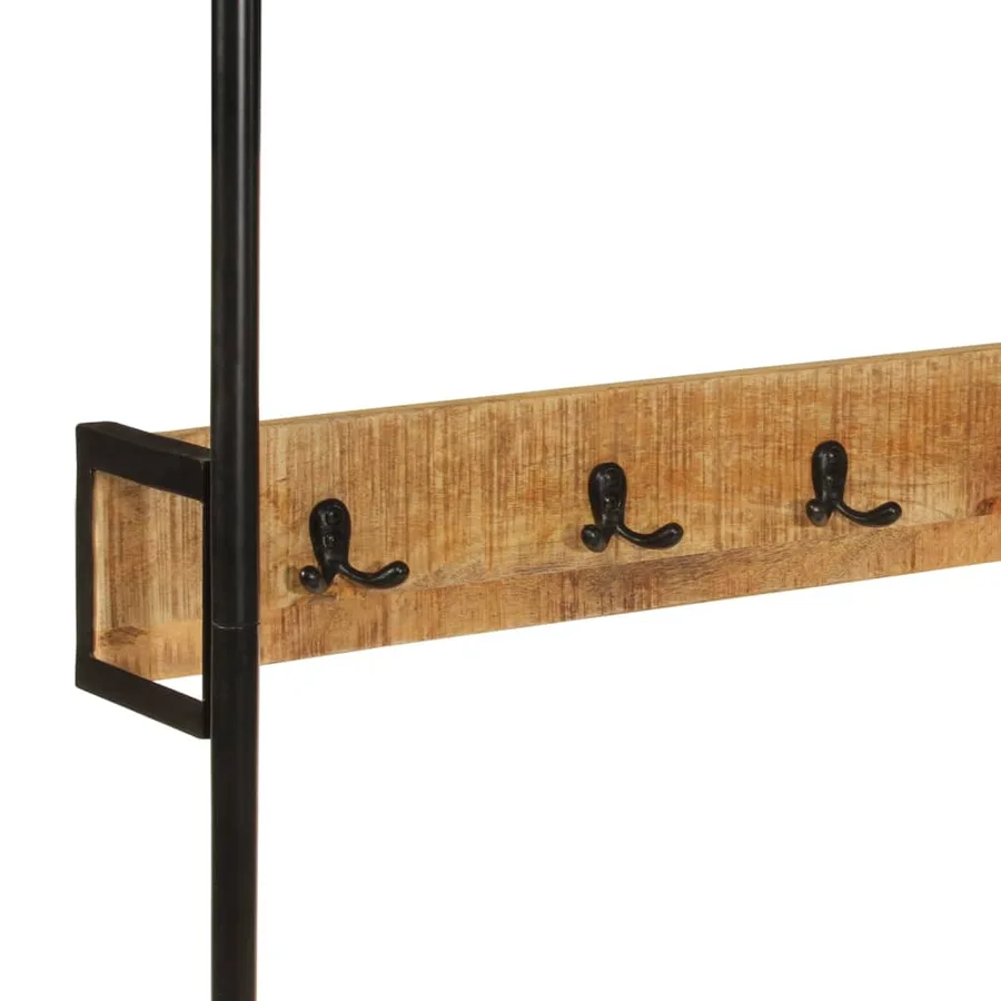 Porte-vêtements et roues 90x35x190 cm bois de manguier et fer - 5