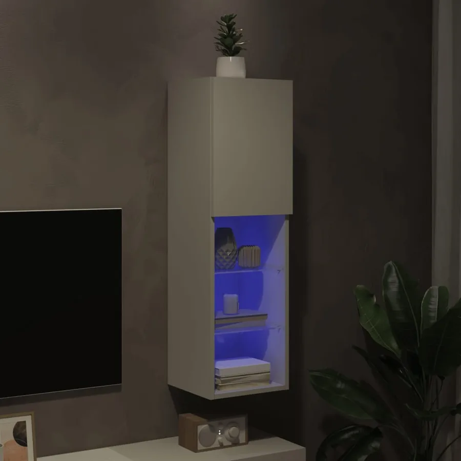 Meuble TV avec lumières LED blanc 30,5x30x102 cm - 5