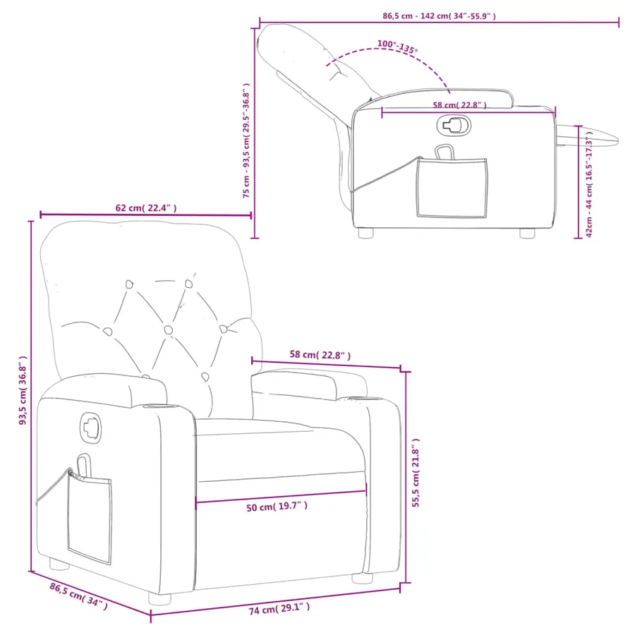 Fauteuil de massage inclinable gris clair tissu - 12