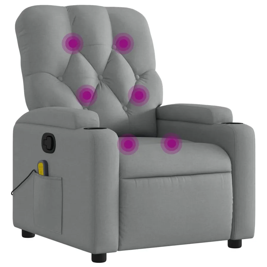 Fauteuil de massage inclinable gris clair tissu - 2