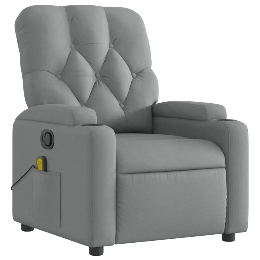 Fauteuil de massage inclinable gris clair tissu - 3