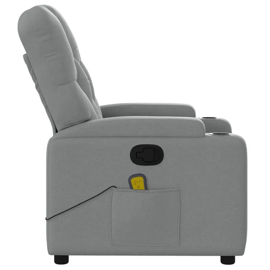 Fauteuil de massage inclinable gris clair tissu - 8