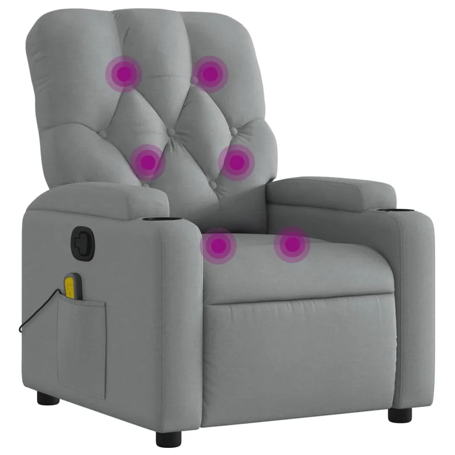 Fauteuil inclinable de massage gris clair tissu - 2