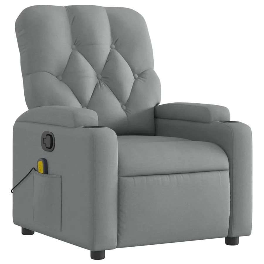 Fauteuil inclinable de massage gris clair tissu - 3
