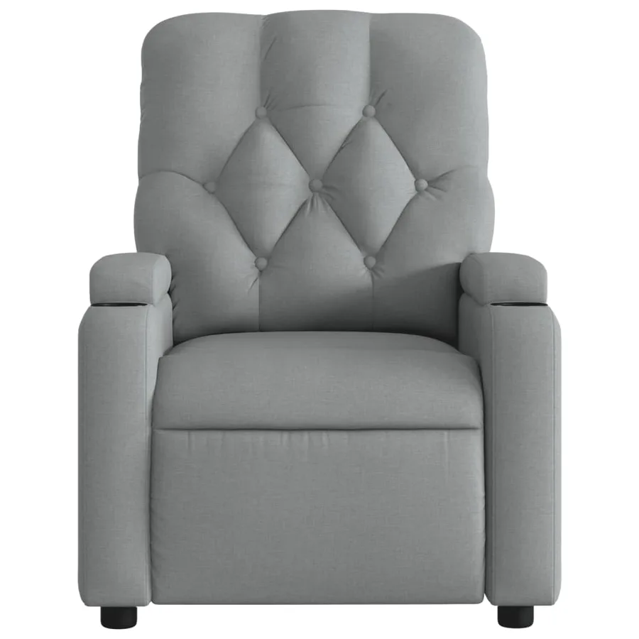 Fauteuil inclinable de massage gris clair tissu - 7