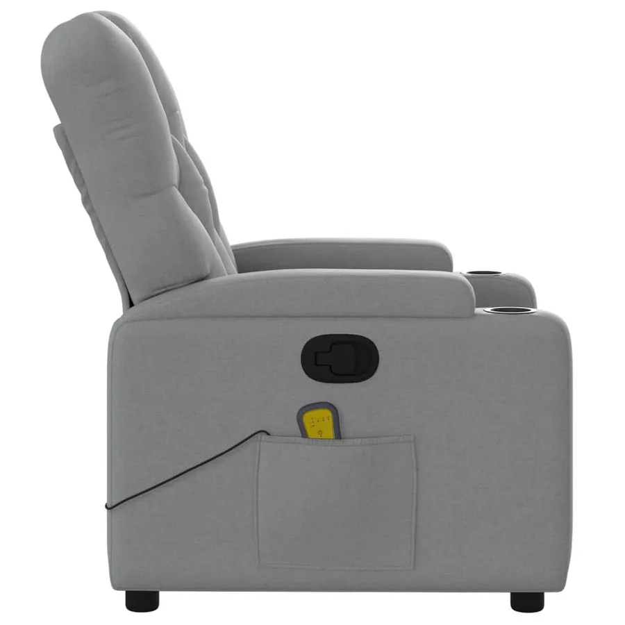 Fauteuil inclinable de massage gris clair tissu - 8