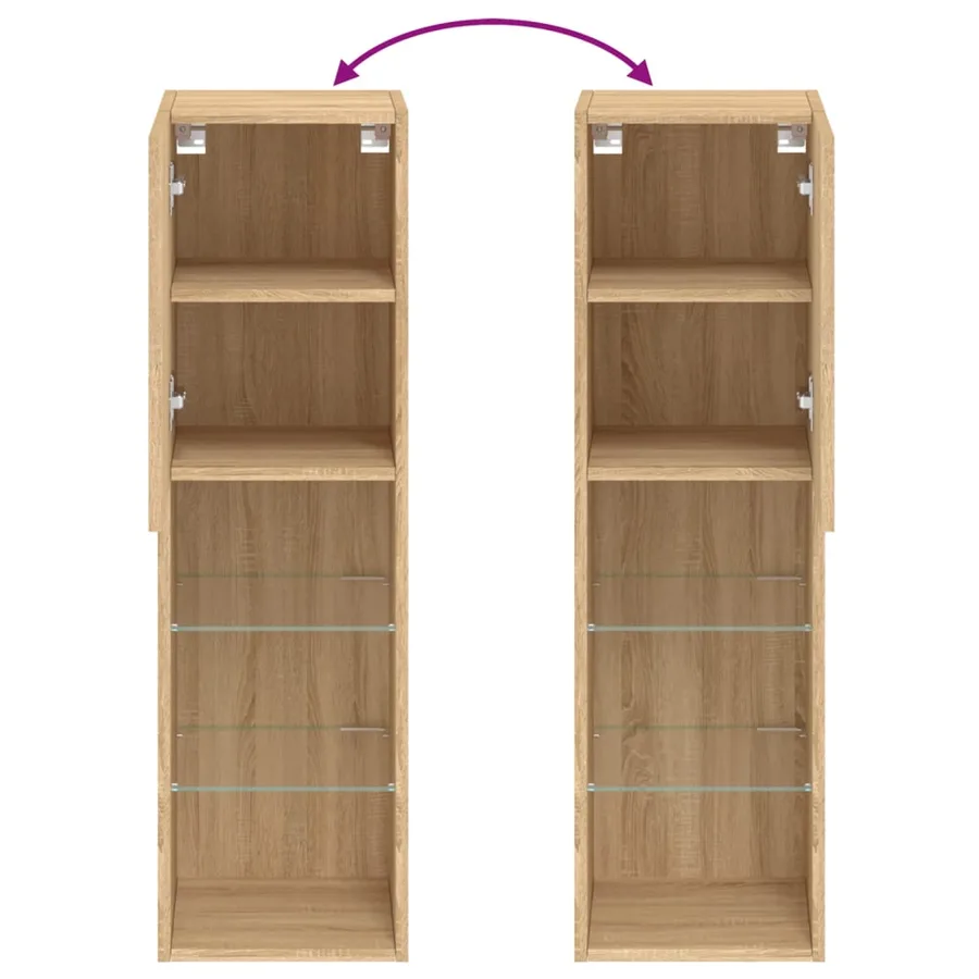 Meubles TV avec lumières LED 2 pcs chêne sonoma 30,5x30x102 cm - 12
