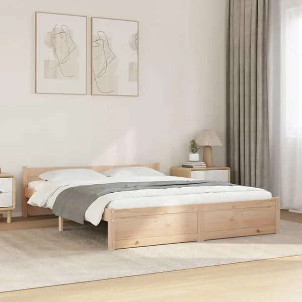 Cadre de lit sans matelas bois massif 150x200 cm