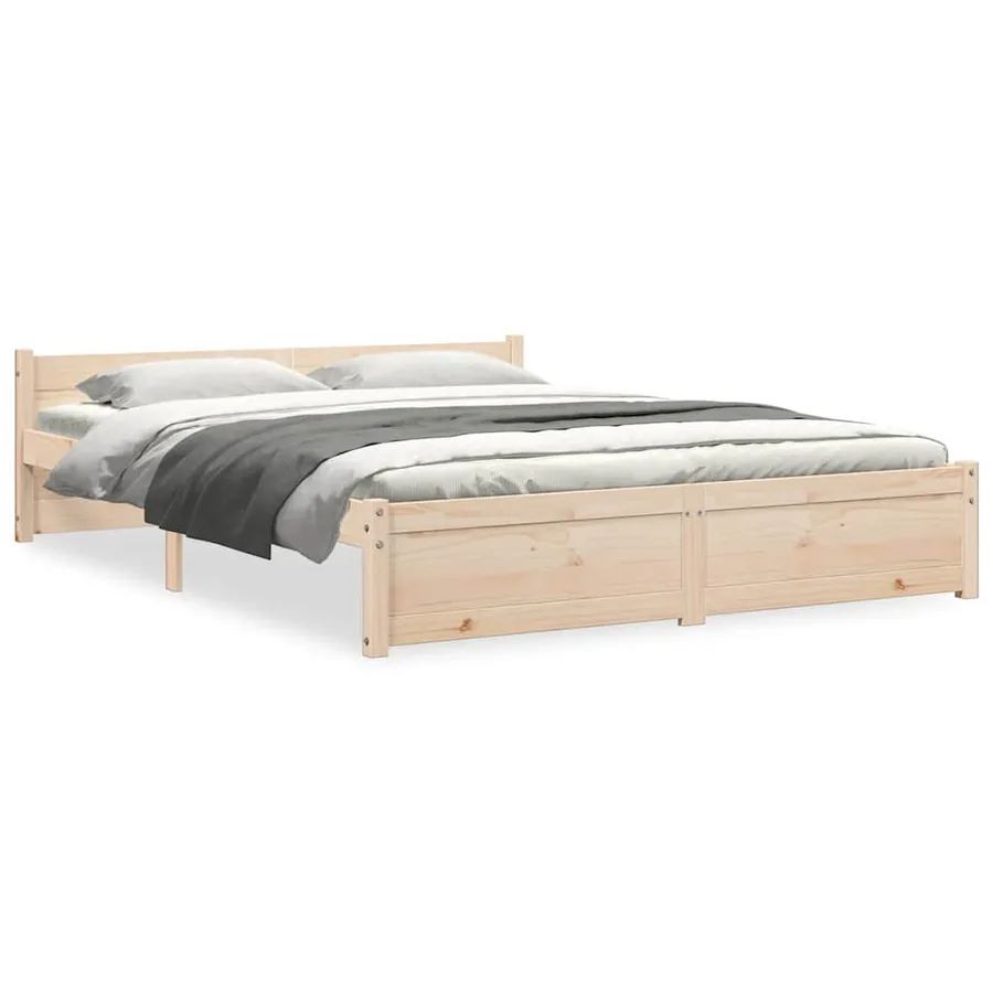 Cadre de lit sans matelas bois massif 150x200 cm - 2