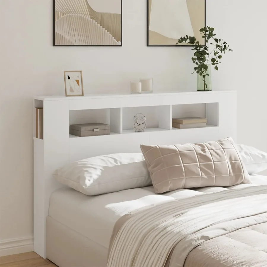 Tête de lit à LED blanc 160x18,5x103,5 cm bois d'ingénierie - 3