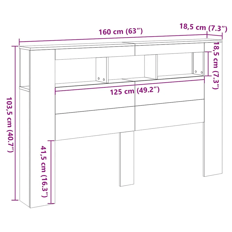 Tête de lit à LED chêne sonoma 160x18,5x103,5cm bois ingénierie - 14