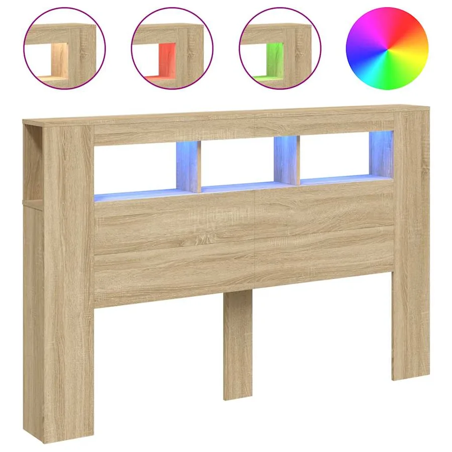 Tête de lit à LED chêne sonoma 160x18,5x103,5cm bois ingénierie - 2