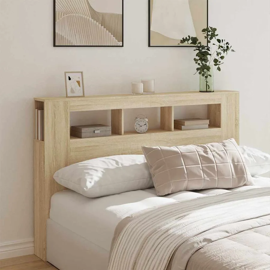 Tête de lit à LED chêne sonoma 160x18,5x103,5cm bois ingénierie - 3