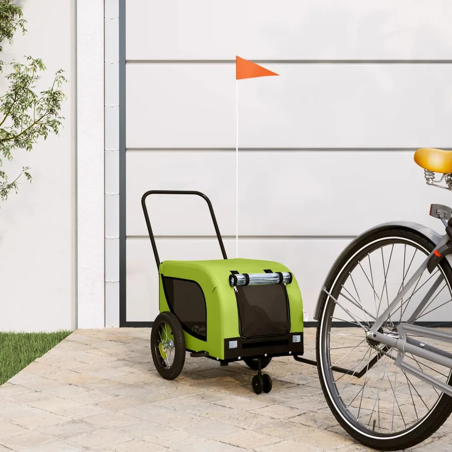 Remorque de vélo pour animaux de compagnie vert et noir