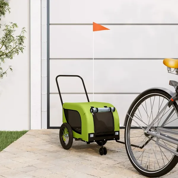 Remorque de vélo pour animaux de compagnie vert et noir
