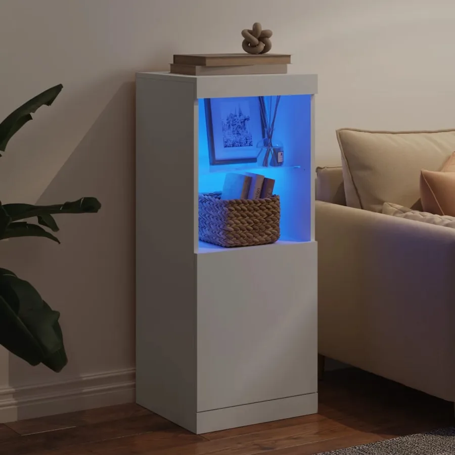 Buffet avec lumières LED blanc 41x37x100 cm - 3