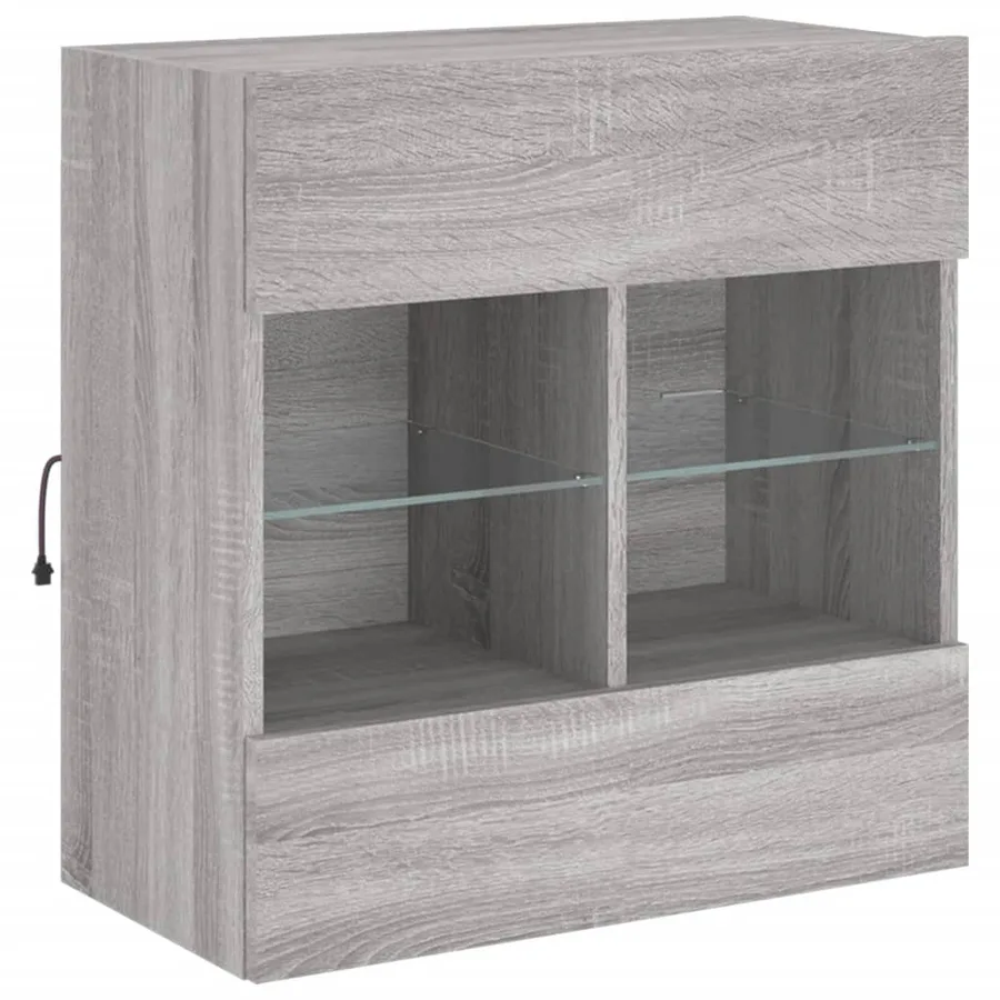 Meuble TV mural avec lumières LED sonoma gris 58,5x30x60,5 cm - 5