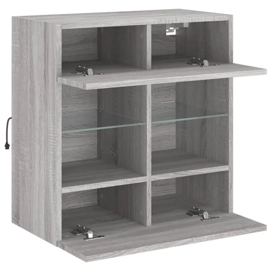 Meuble TV mural avec lumières LED sonoma gris 58,5x30x60,5 cm - 7