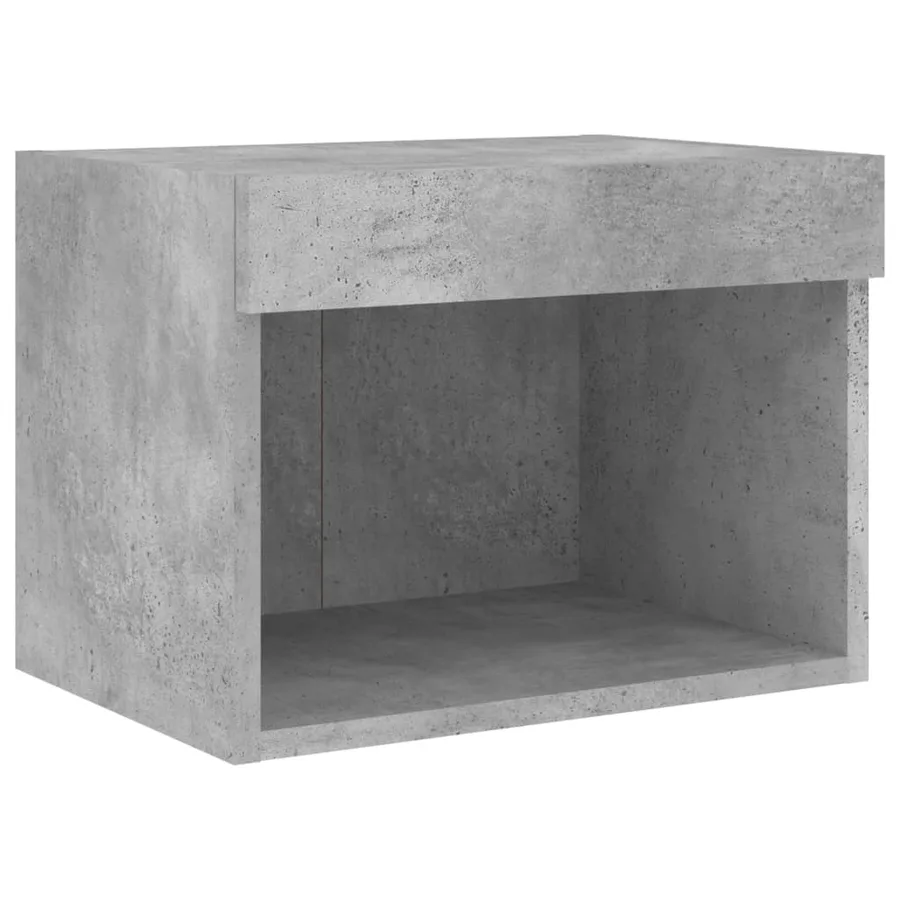 Table de chevet murale avec lumières LED gris béton - 6