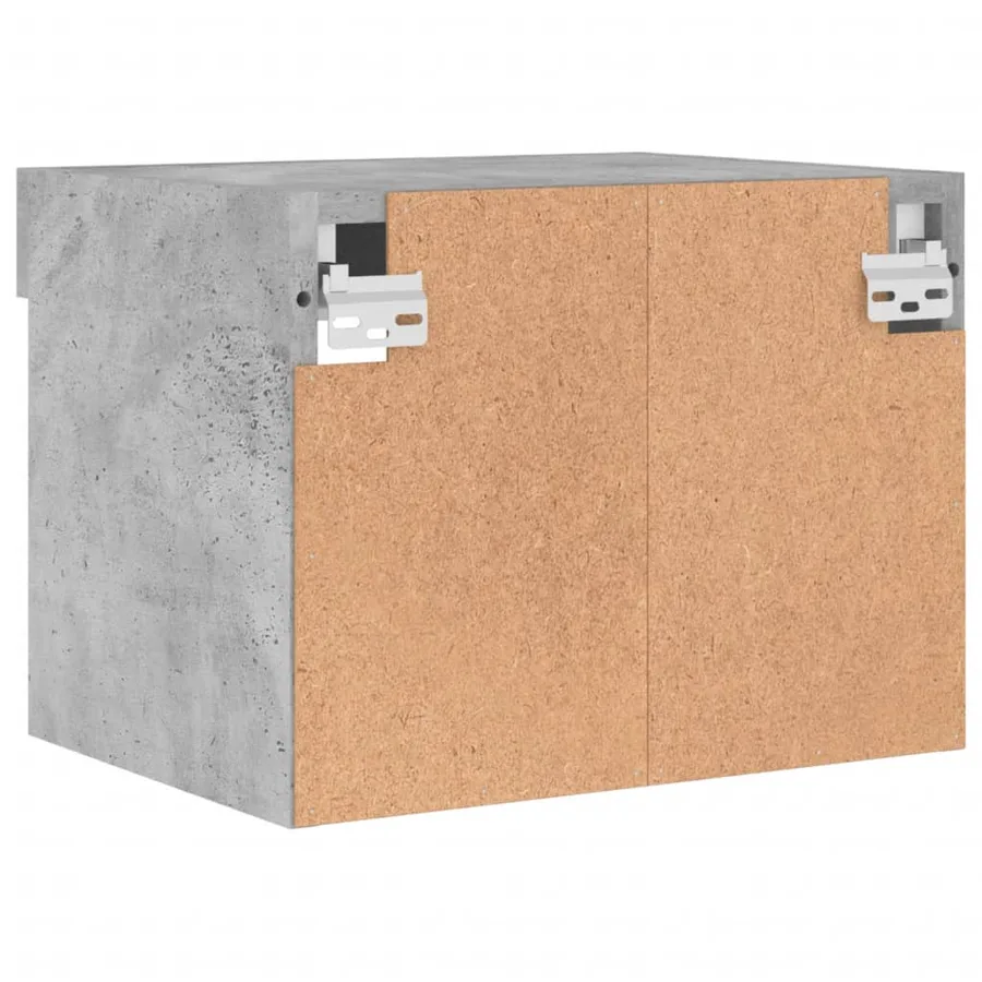 Table de chevet murale avec lumières LED gris béton - 9