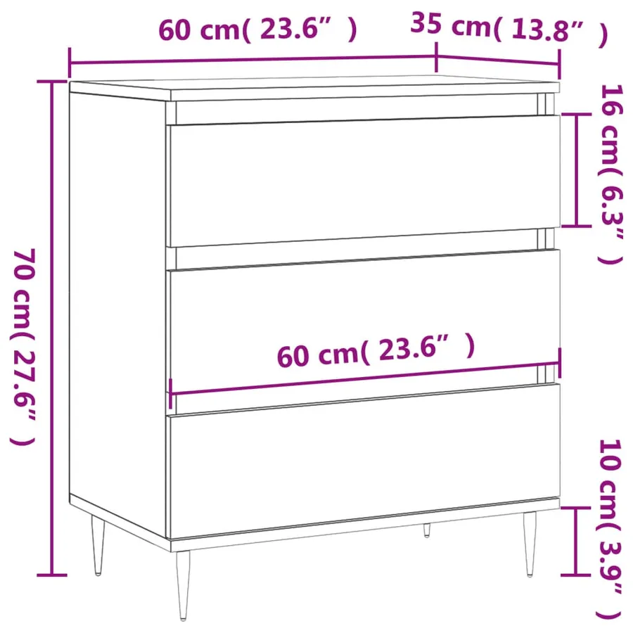 Buffet Chêne fumé 60x35x70 cm Bois d'ingénierie - 11