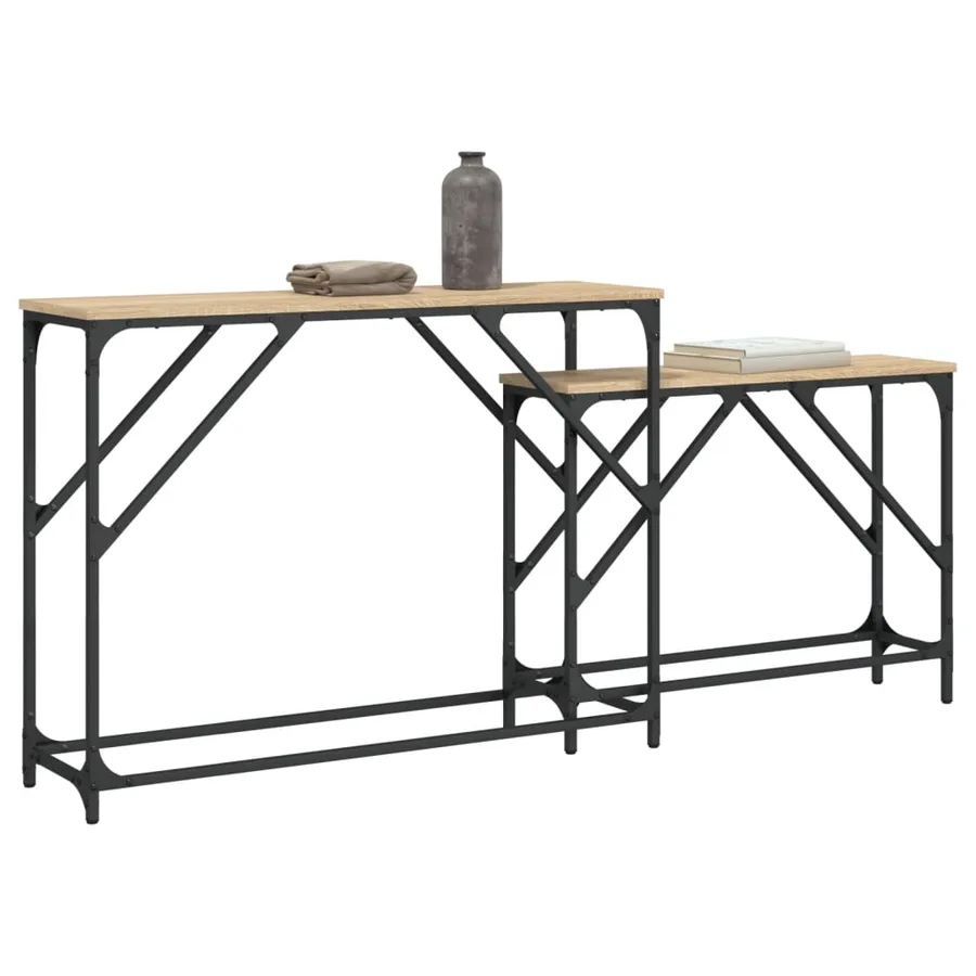 Tables console gigognes 2 pcs chêne sonoma bois d'ingénierie - 3
