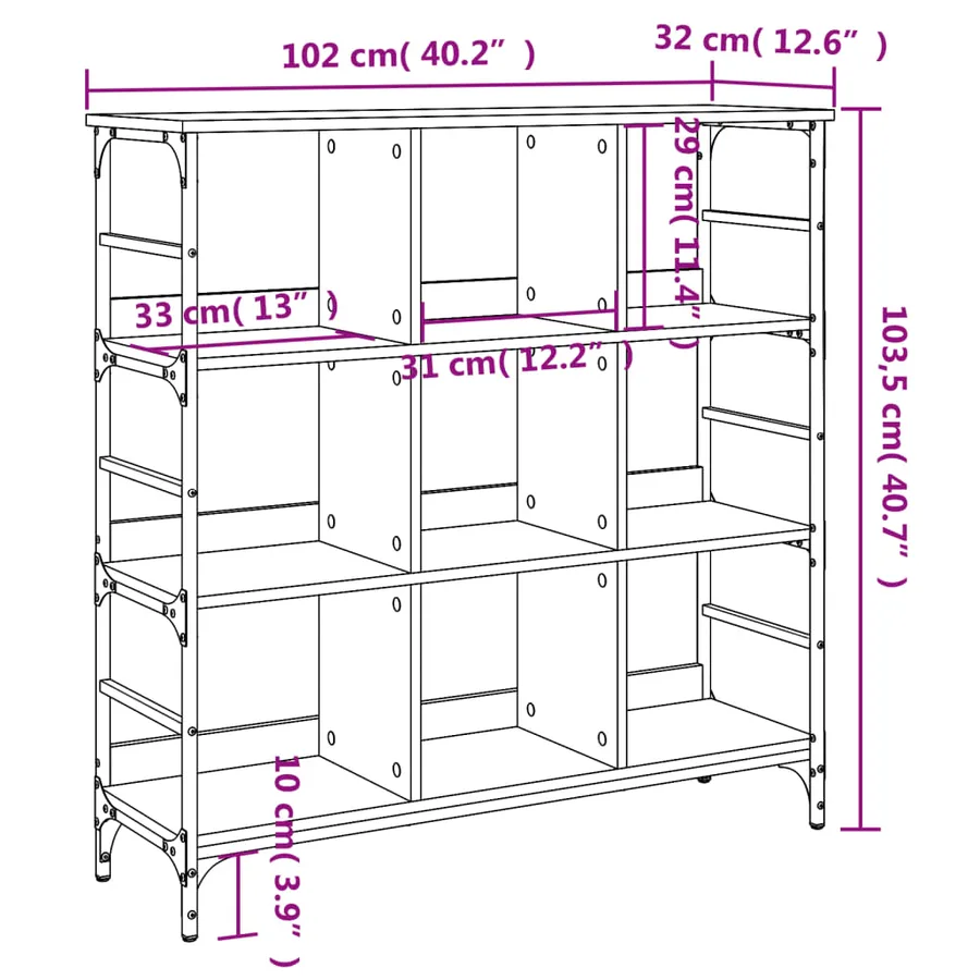 Buffet sonoma gris 102x32x103,5 cm bois d'ingénierie - 9