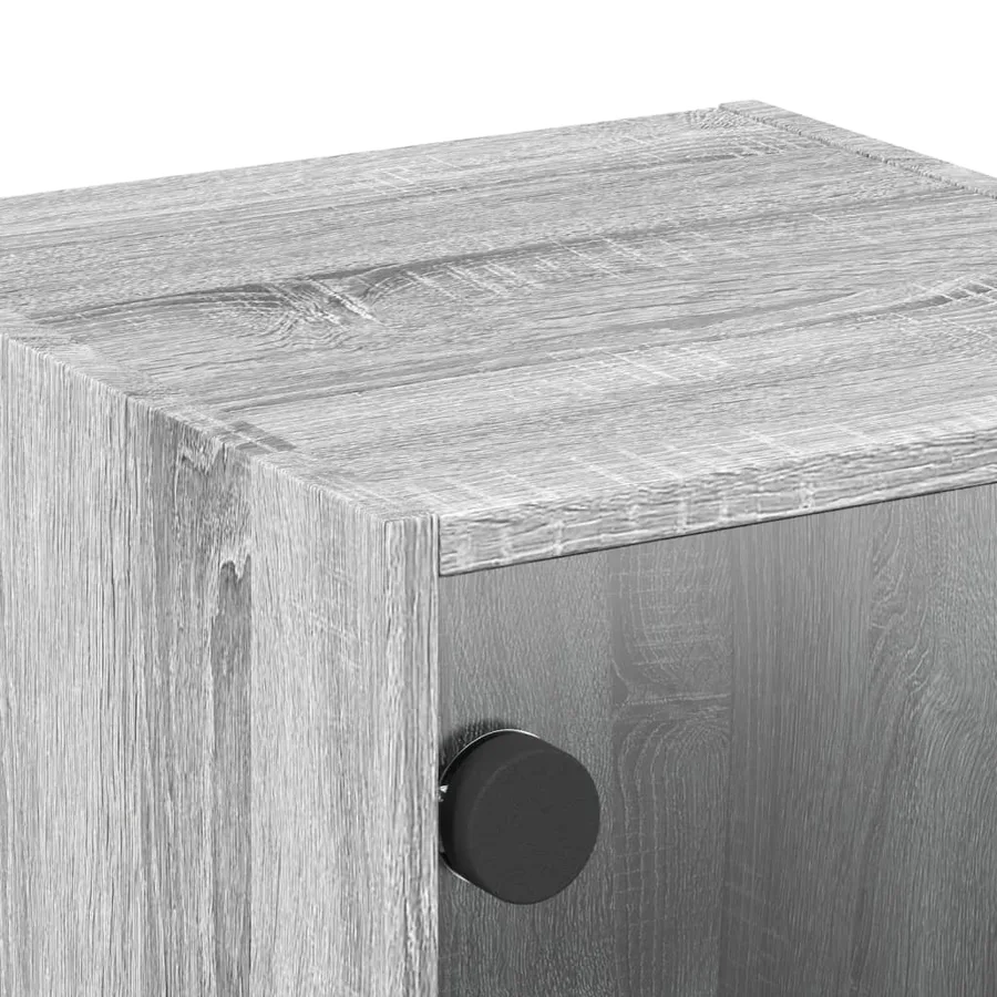 Table de chevet avec porte en verre sonoma gris 35x37x35 cm - 10