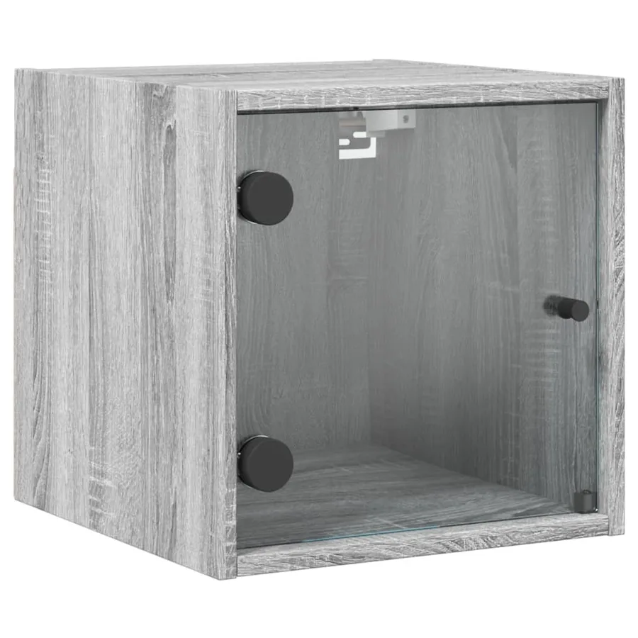 Table de chevet avec porte en verre sonoma gris 35x37x35 cm - 2
