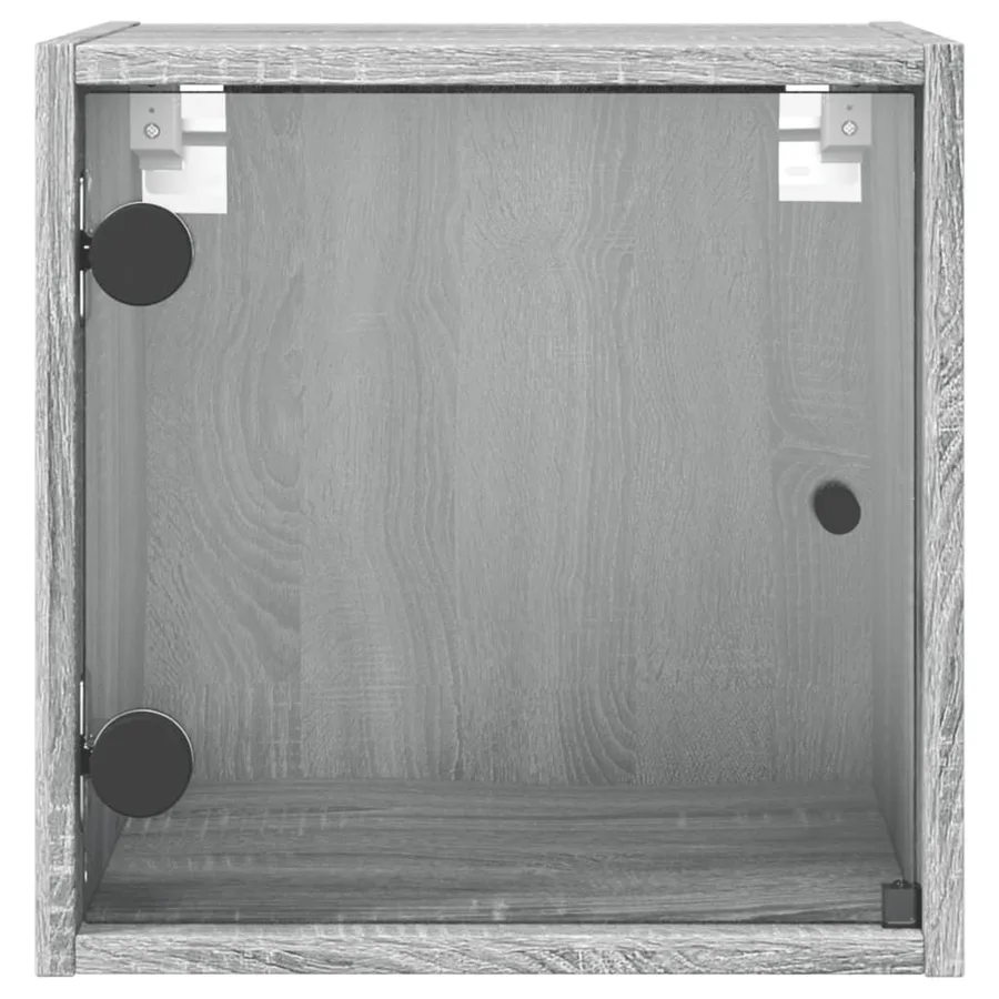 Table de chevet avec porte en verre sonoma gris 35x37x35 cm - 6