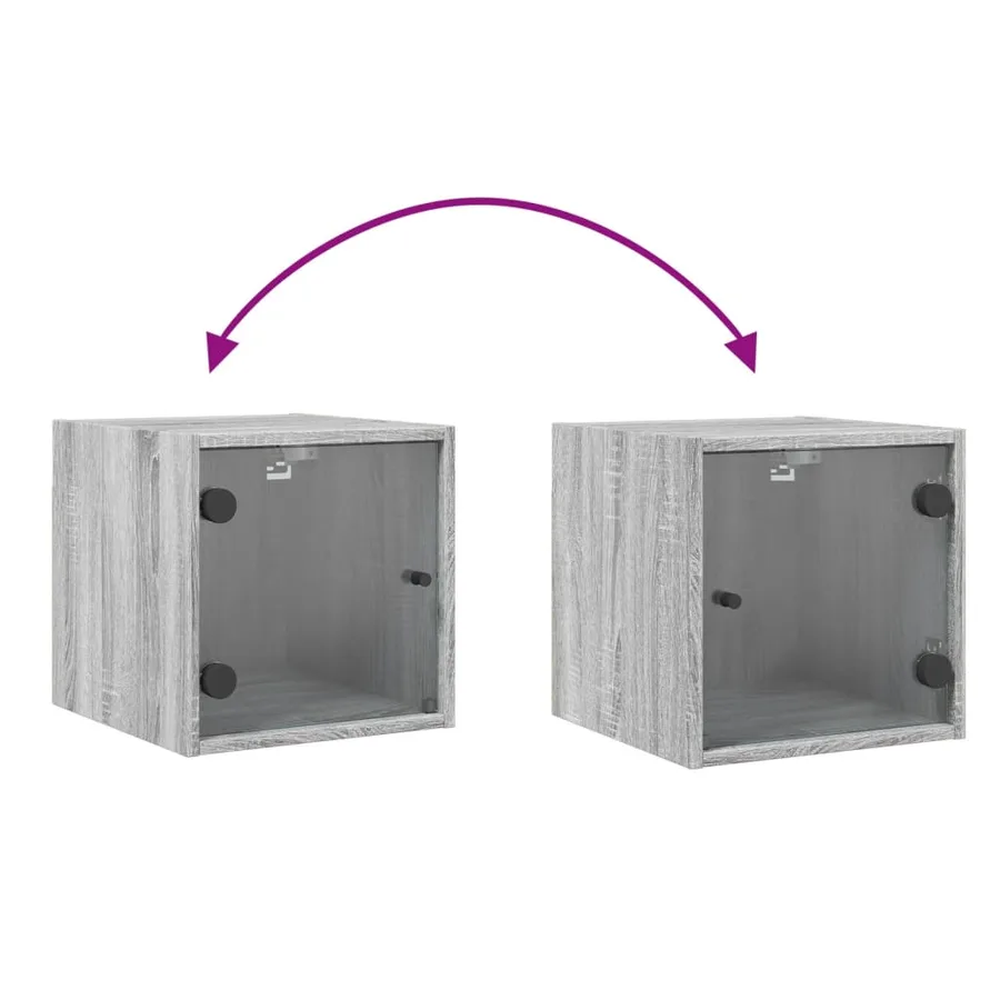 Table de chevet avec porte en verre sonoma gris 35x37x35 cm - 9