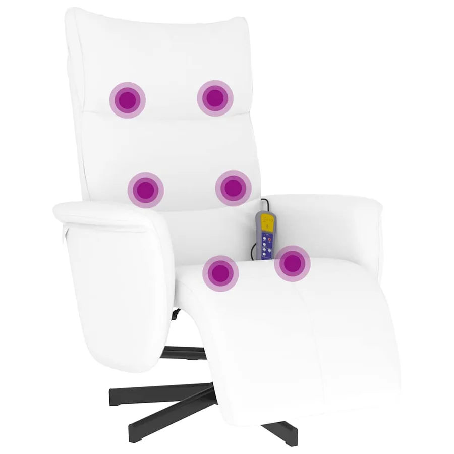 Fauteuil inclinable de massage repose-pieds blanc similicuir - 2