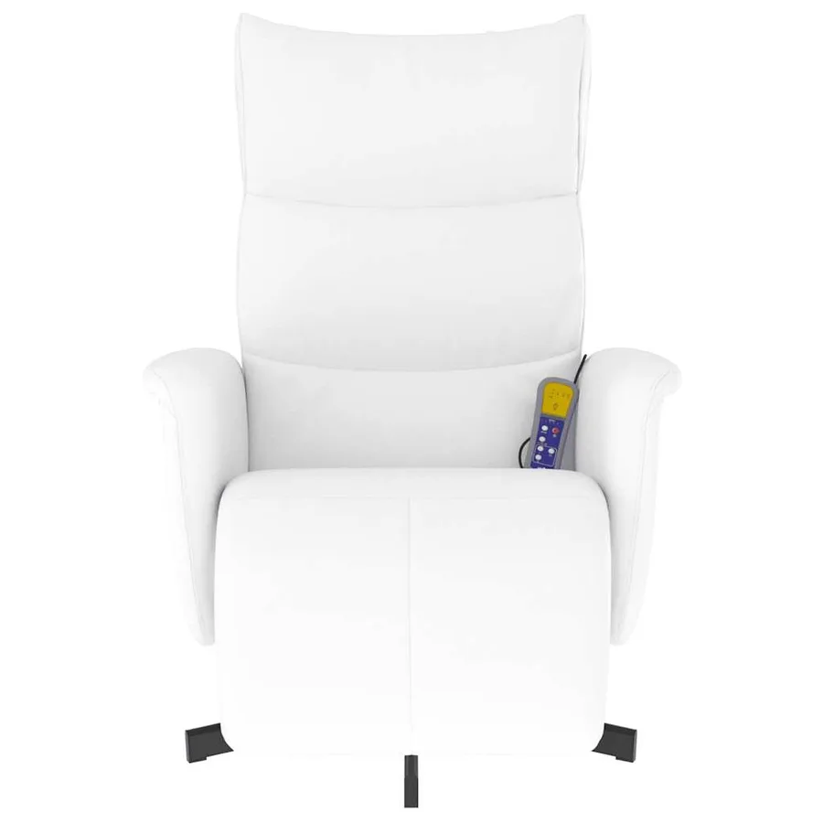 Fauteuil inclinable de massage repose-pieds blanc similicuir - 4