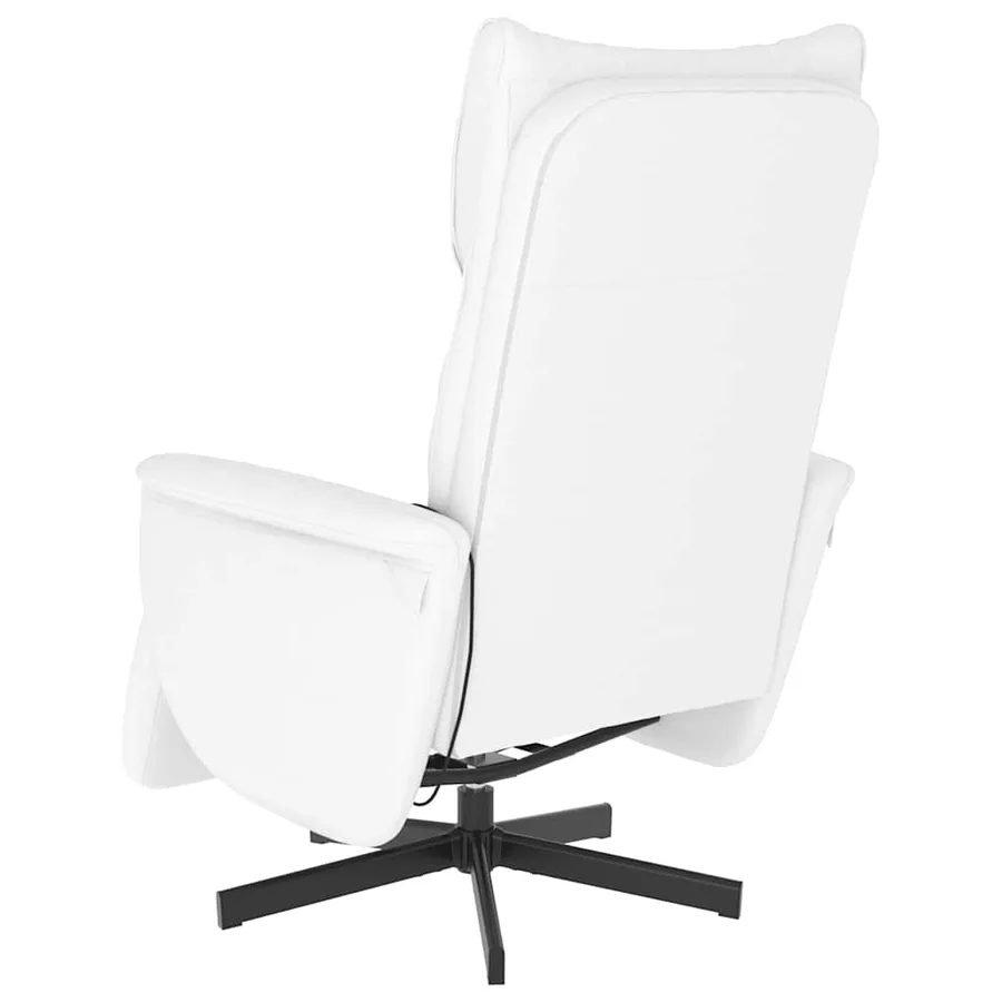 Fauteuil inclinable de massage repose-pieds blanc similicuir - 6