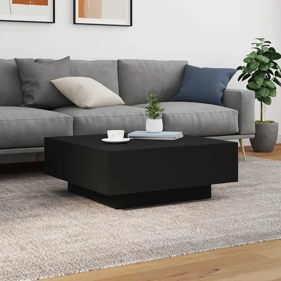 Table basse noir 80x80x31 cm bois d'ingénierie - 3