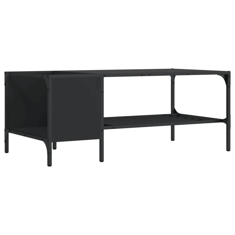 Table basse avec support noir 100x51x40 cm bois d'ingénierie - 2