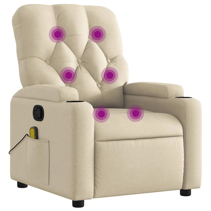 Fauteuil de massage inclinable Crème Tissu - 2