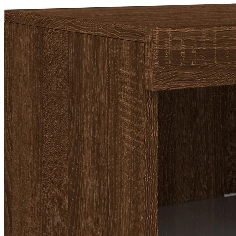 Buffet avec lumières LED chêne marron 181,5x37x100 cm - 11
