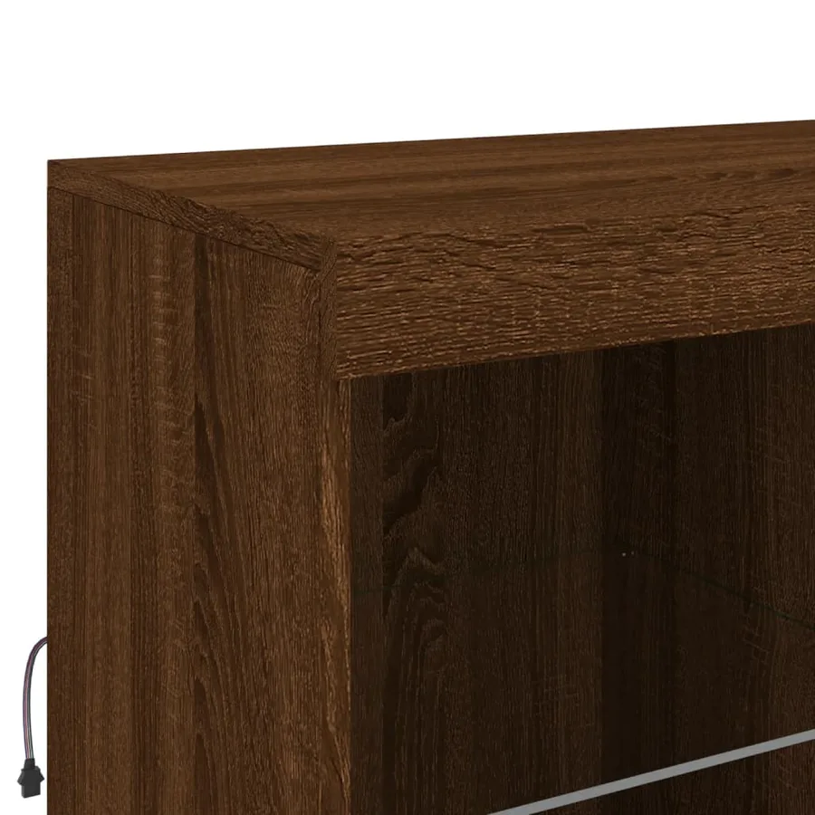 Buffet avec lumières LED chêne marron 181,5x37x100 cm - 12