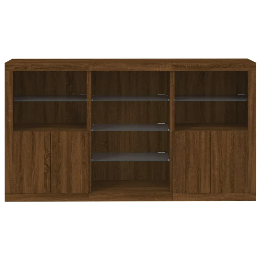 Buffet avec lumières LED chêne marron 181,5x37x100 cm - 6