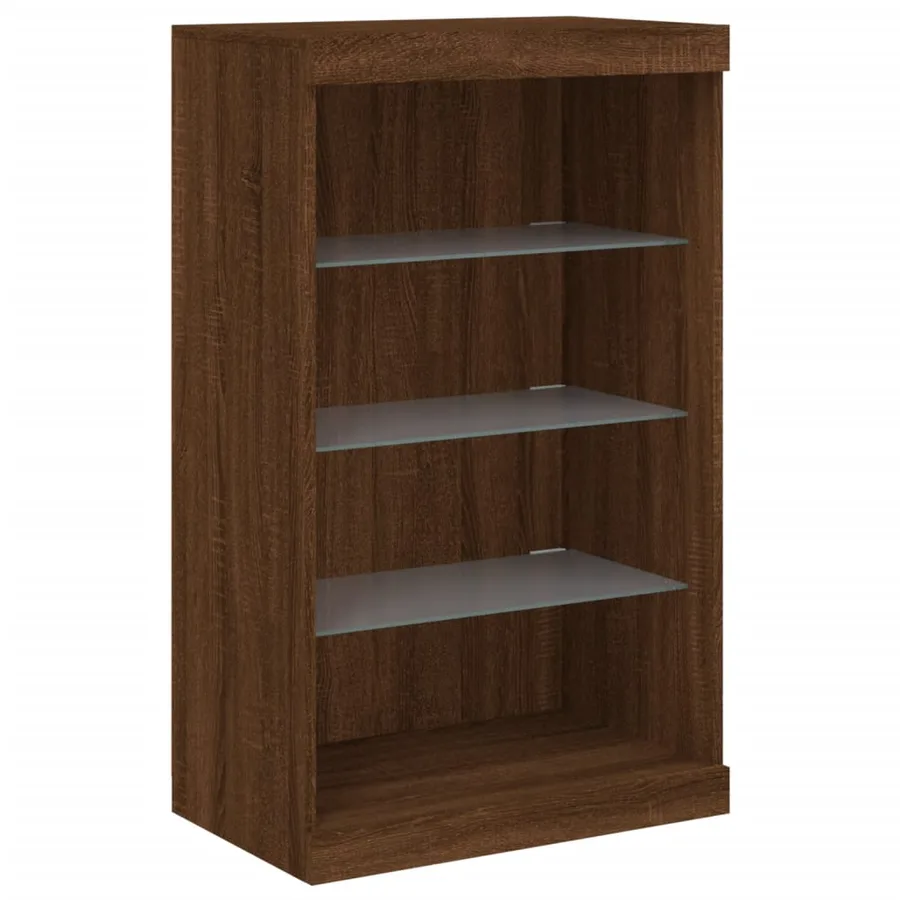 Buffet avec lumières LED chêne marron 181,5x37x100 cm - 9