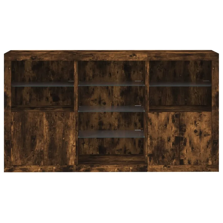 Buffet avec lumières LED chêne fumé 181,5x37x100 cm - 6
