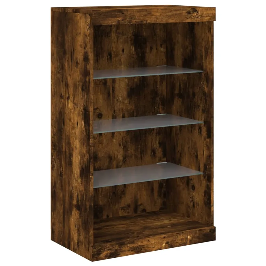 Buffet avec lumières LED chêne fumé 181,5x37x100 cm - 9