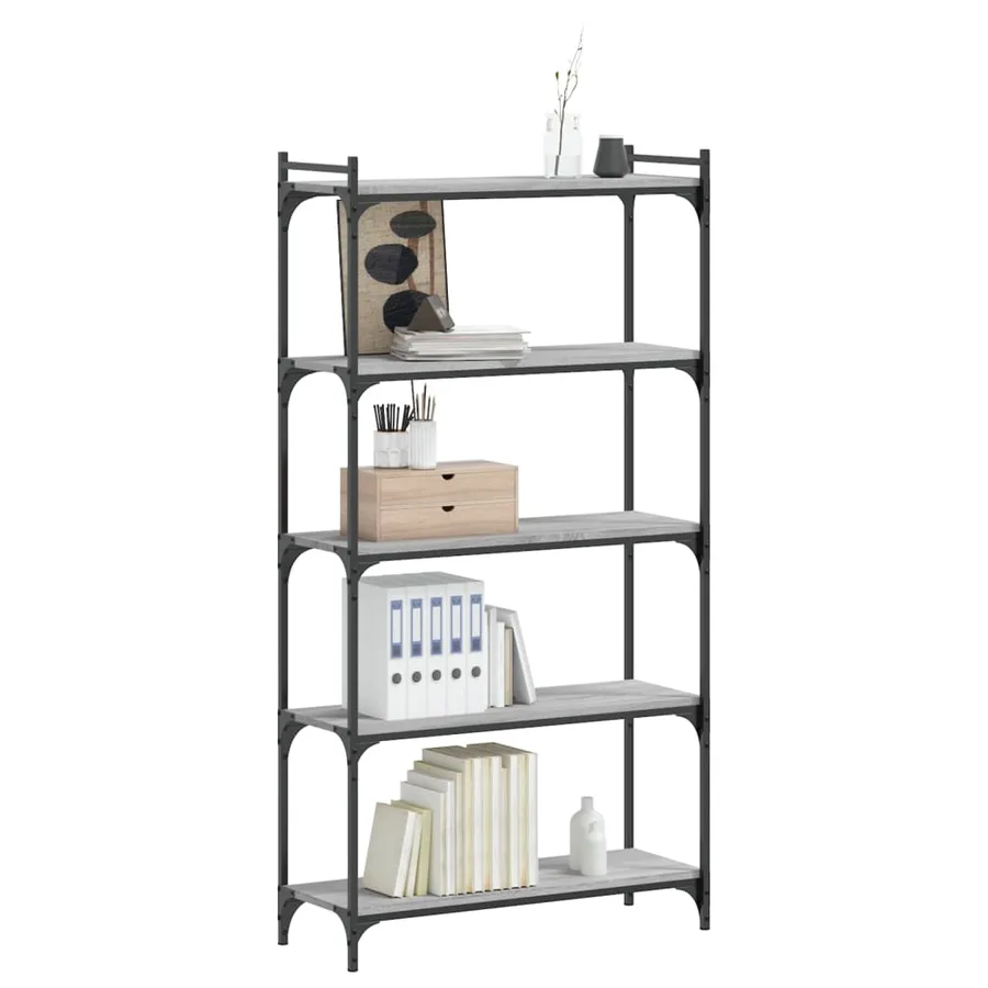 Bibliothèque à 5 niveaux sonoma gris 80x30x154 cm - 3