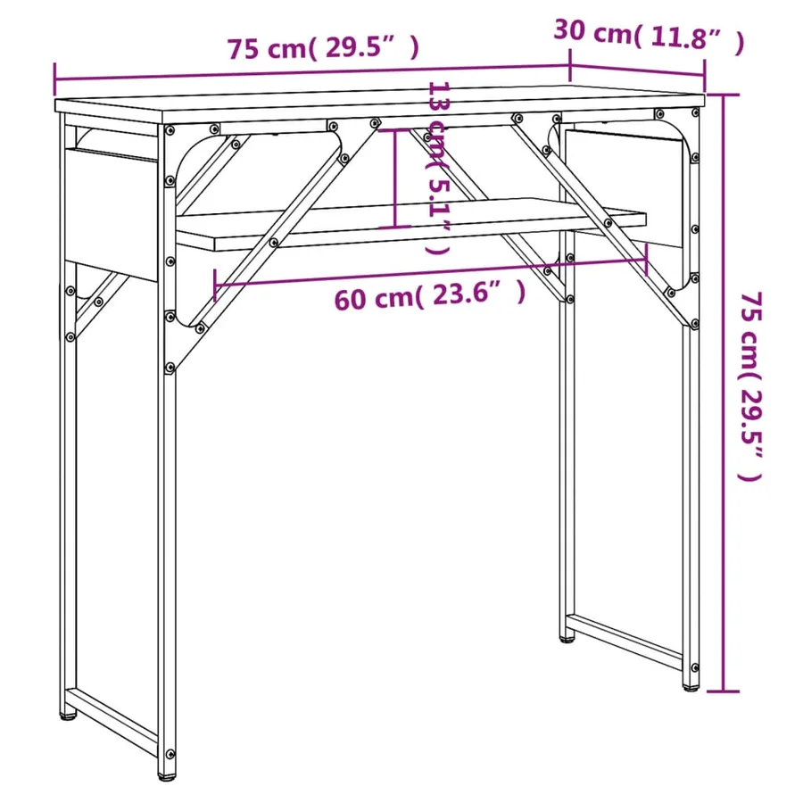 Table console avec étagère chêne sonoma 75x30x75 cm - 9