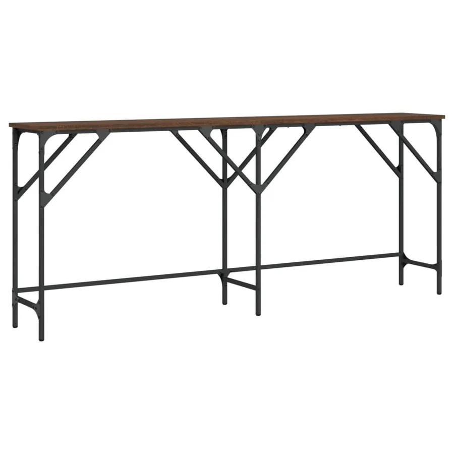 Table console chêne marron 180x29x75 cm bois d'ingénierie - 2